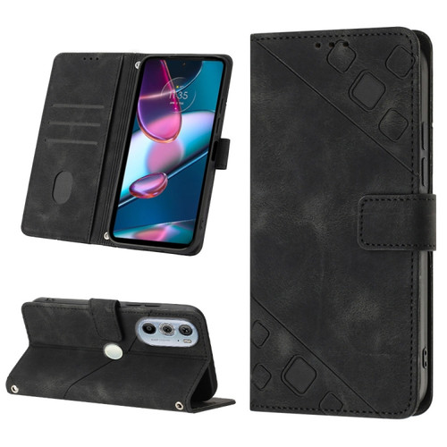Motorola Edge 30 Pro / Edge+ 2022 Skin-feel Embossed Leather Phone Case - Black