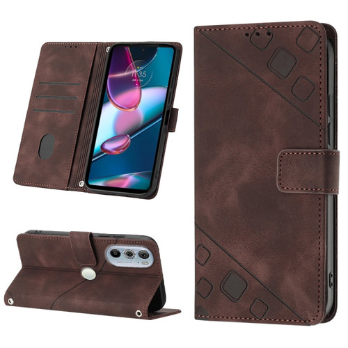 Motorola Edge 30 Pro / Edge+ 2022 Skin-feel Embossed Leather Phone Case - Brown