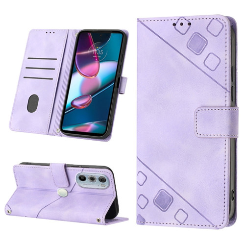 Motorola Edge 30 Pro / Edge+ 2022 Skin-feel Embossed Leather Phone Case - Light Purple