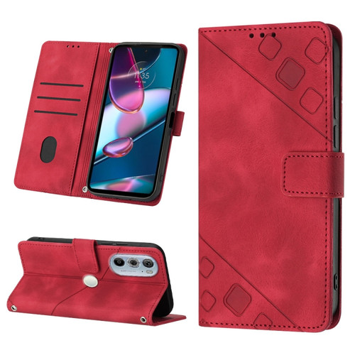 Motorola Edge 30 Pro / Edge+ 2022 Skin-feel Embossed Leather Phone Case - Red