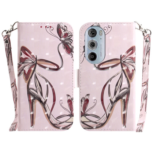 Motorola Edge+ 2022 / 30 Pro 3D Colored Horizontal Flip Leather Phone Case - Butterfly High-heeled