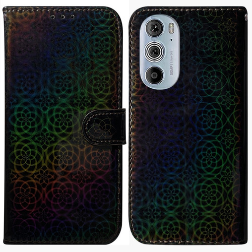 Motorola Edge+ 2022 / 30 Pro Colorful Magnetic Buckle Leather Phone Case - Black