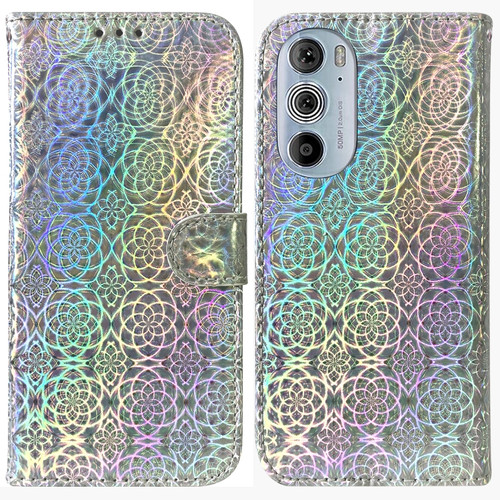 Motorola Edge+ 2022 / 30 Pro Colorful Magnetic Buckle Leather Phone Case - Silver