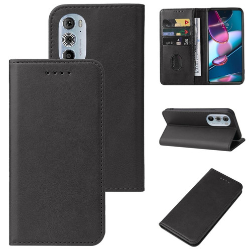 Motorola Edge+ 5G UW 2022/Edge 30 Pro Magnetic Closure Leather Phone Case - Black