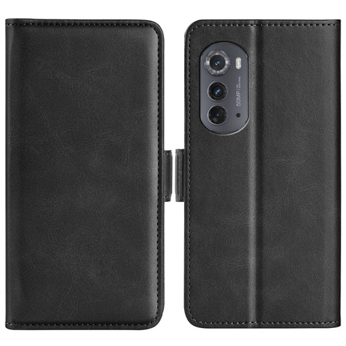 Motorola Moto Edge 2022 Dual-side Magnetic Buckle Horizontal Flip Leather Phone Case - Black