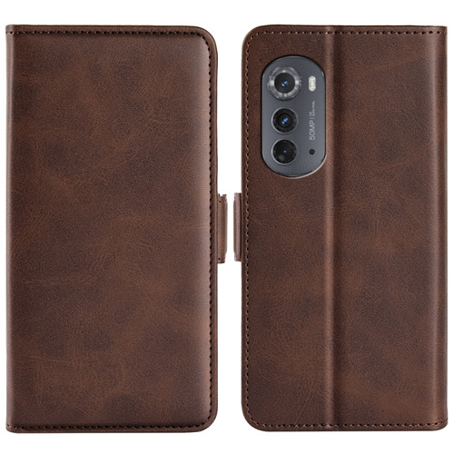 Motorola Moto Edge 2022 Dual-side Magnetic Buckle Horizontal Flip Leather Phone Case - Brown