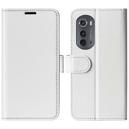 Motorola Moto Edge 2022 R64 Texture Horizontal Flip Leather Phone Case - White