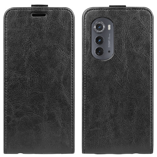 Motorola Moto Edge 2022 R64 Texture Single Vertical Flip Leather Phone Case - Black