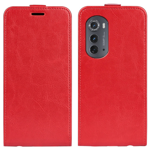 Motorola Moto Edge 2022 R64 Texture Single Vertical Flip Leather Phone Case - Red