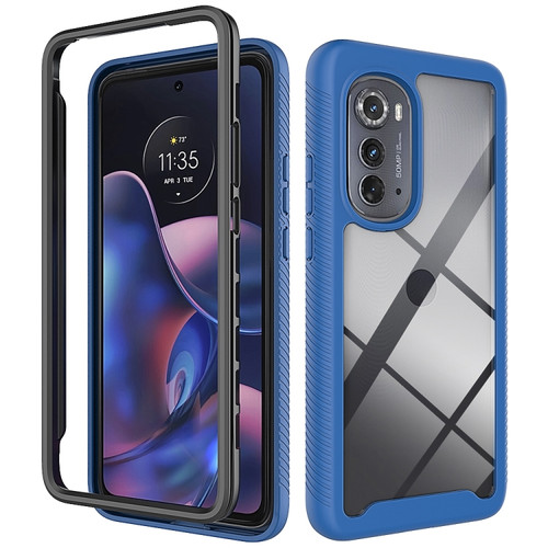 Motorola Moto Edge 2022 Starry Sky Solid Color TPU Clear PC Phone Case - Dark Blue