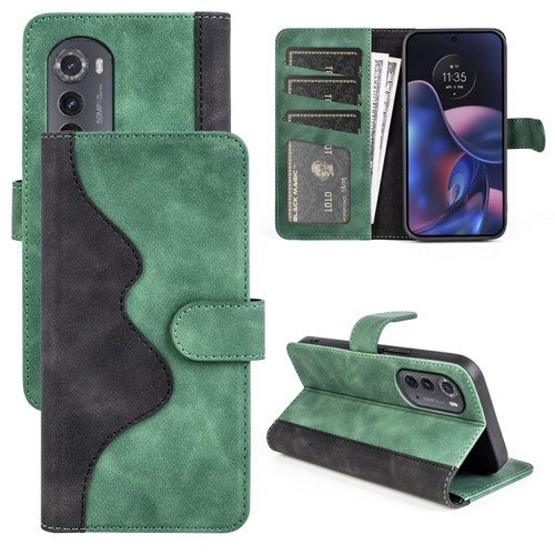 Motorola Moto Edge 2022 Stitching Horizontal Flip Leather Phone Case - Green