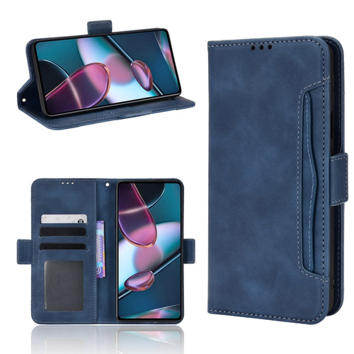 Motorola Moto Edge 30 Pro/Edge+ 2022/Edge X30 Skin Feel Calf Pattern Leather Phone Case - Blue