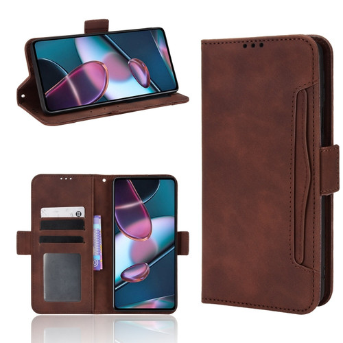 Motorola Moto Edge 30 Pro/Edge+ 2022/Edge X30 Skin Feel Calf Pattern Leather Phone Case - Brown