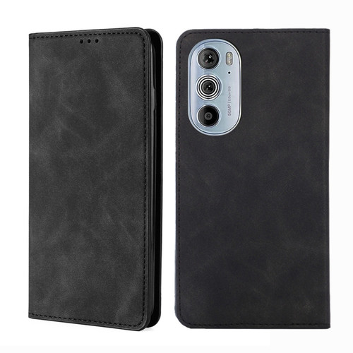 Motorola Moto Edge+ 2022/Edge 30 Pro Skin Feel Magnetic Horizontal Flip Leather Phone Case - Black