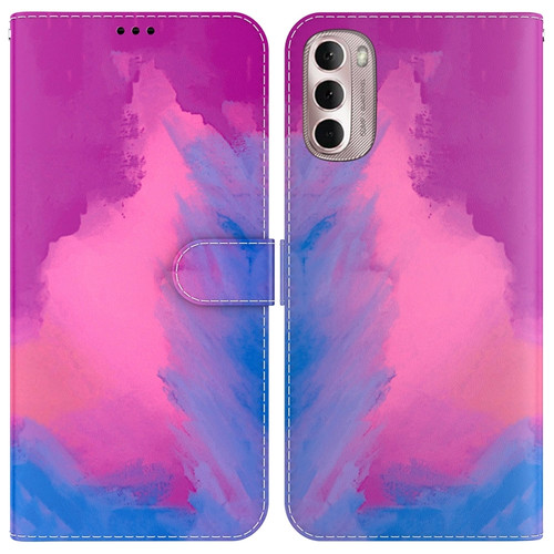 Motorola Moto G Stylus 4G 2022 Watercolor Pattern Leather Phone Case - Purple Red