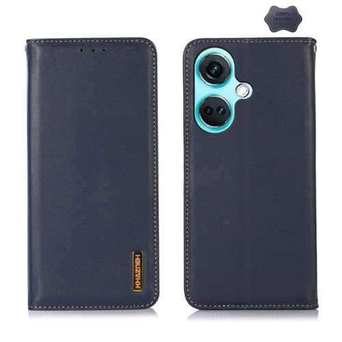 OnePlus Nord CE3 5G KHAZNEH Nappa Top Layer Cowhide Leather Phone Case - Blue