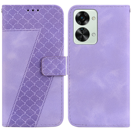 OnePlus Nord 2T 7-shaped Embossed Leather Phone Case - Purple