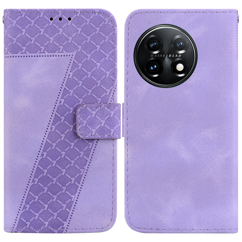 OnePlus 11 7-shaped Embossed Leather Phone Case - Purple
