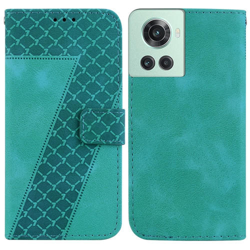 OnePlus 10R/Ace 7-shaped Embossed Leather Phone Case - Green