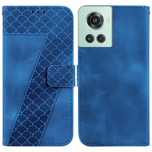 OnePlus 10R/Ace 7-shaped Embossed Leather Phone Case - Blue