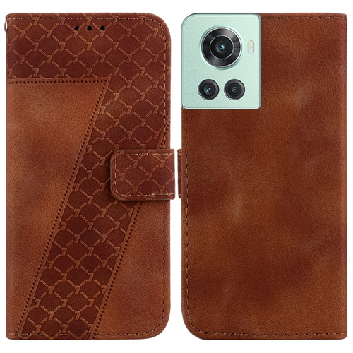 OnePlus 10R/Ace 7-shaped Embossed Leather Phone Case - Brown