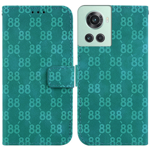 OnePlus 10 Pro 5G Double 8-shaped Embossed Leather Phone Case - Green