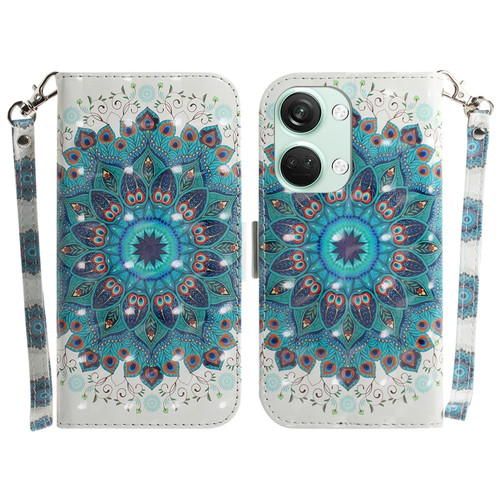 OnePlus Nord 3 3D Colored Horizontal Flip Leather Phone Case - Peacock Wreath
