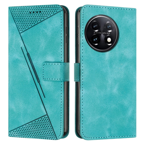 OnePlus 11 Dream Triangle Leather Phone Case with Lanyard - Green