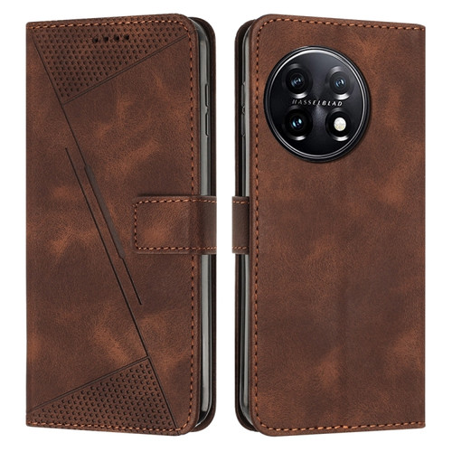 OnePlus 11 Dream Triangle Leather Phone Case with Lanyard - Brown