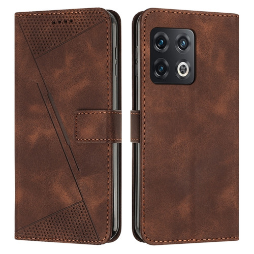 OnePlus 10 Pro 5G Dream Triangle Leather Phone Case with Lanyard - Brown