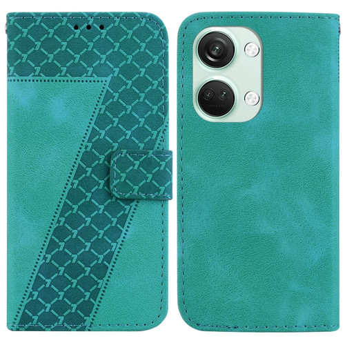 OnePlus Nord 3 7-shaped Embossed Leather Phone Case - Green