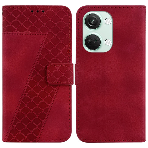 OnePlus Nord 3 7-shaped Embossed Leather Phone Case - Red