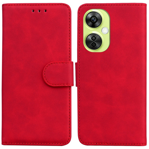 OnePlus Nord CE 3 Lite/Nord N30 Skin Feel Pure Color Flip Leather Phone Case - Red