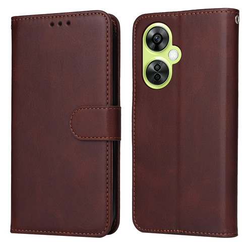 OnePlus Nord CE 3 Lite/Nord N30 Classic Calf Texture Flip Leather Phone Case - Brown