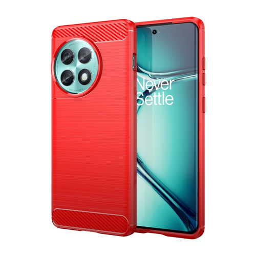 OnePlus ACE 2 Pro 5G Brushed Texture Carbon Fiber TPU Phone Case - Red