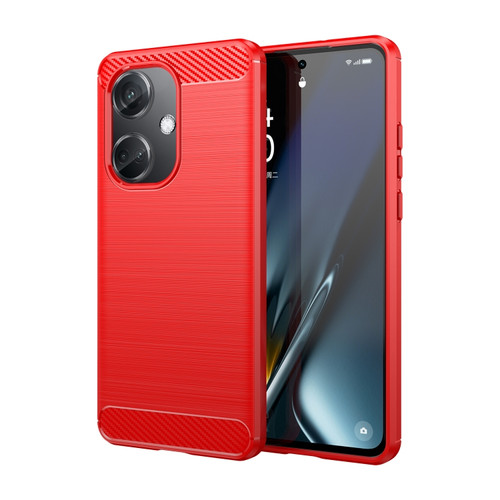 OnePlus Nord CE3 5G Brushed Texture Carbon Fiber TPU Phone Case - Red