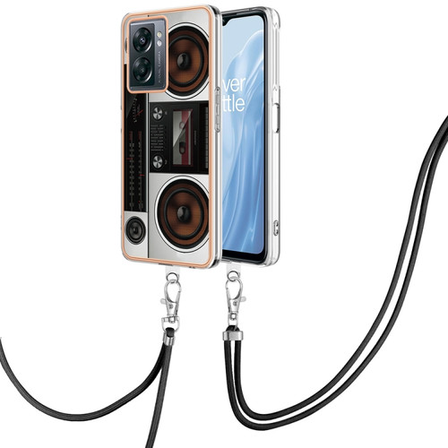OnePlus Nord N300 / OPPO A57 Electroplating Dual-side IMD Phone Case with Lanyard - Retro Radio