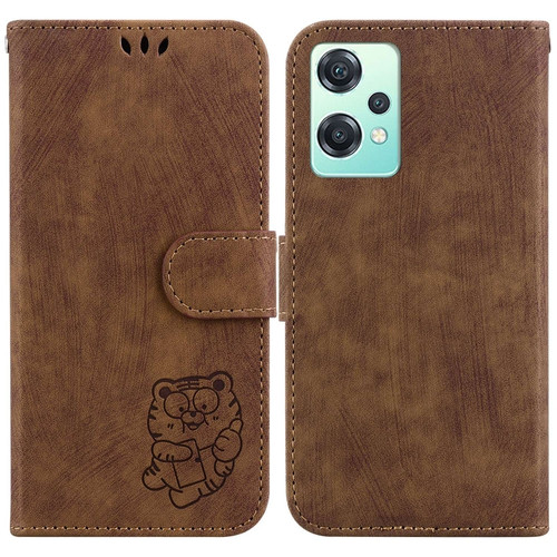 OnePlus Nord CE 2 Lite 5G Little Tiger Embossed Leather Phone Case - Brown