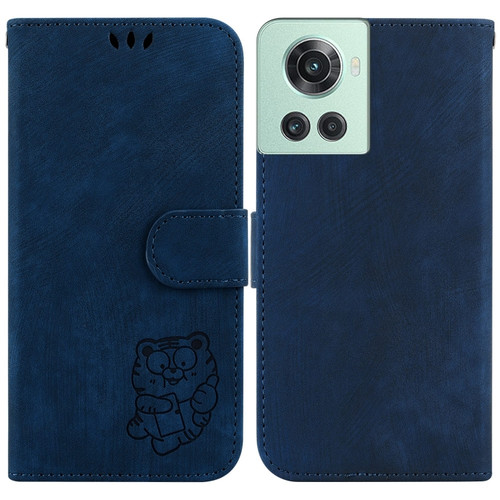 OnePlus 10R / Ace Little Tiger Embossed Leather Phone Case - Dark Blue