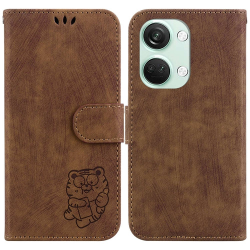 OnePlus Nord 3 Little Tiger Embossed Leather Phone Case - Brown