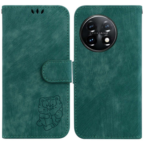 OnePlus 11 Little Tiger Embossed Leather Phone Case - Green