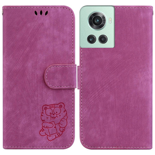 OnePlus 10R / Ace Little Tiger Embossed Leather Phone Case - Rose Red