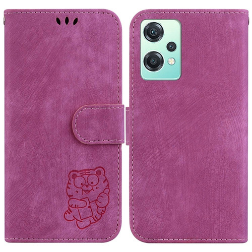 OnePlus Nord CE 2 Lite 5G Little Tiger Embossed Leather Phone Case - Rose Red