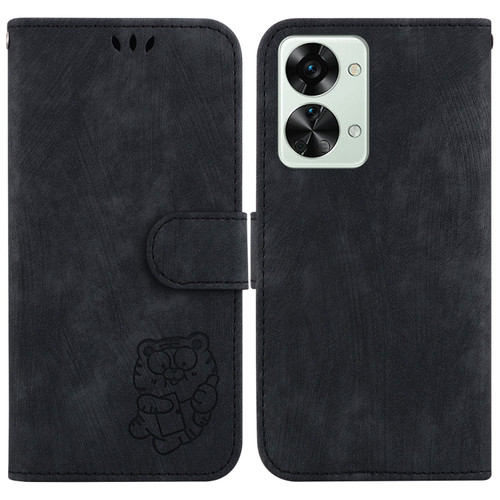 OnePlus Nord 2T Little Tiger Embossed Leather Phone Case - Black