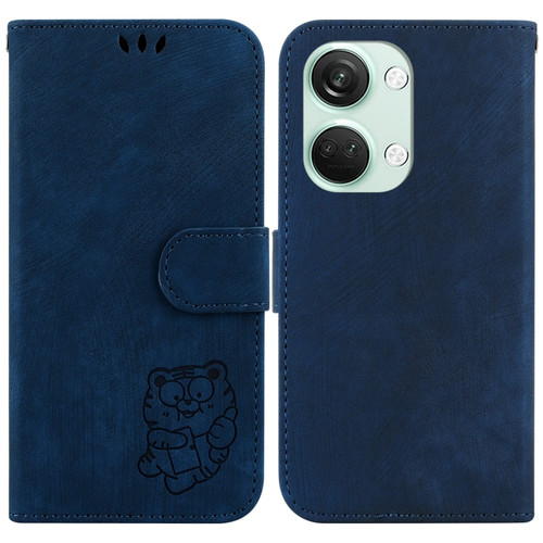 OnePlus Nord 3 Little Tiger Embossed Leather Phone Case - Dark Blue