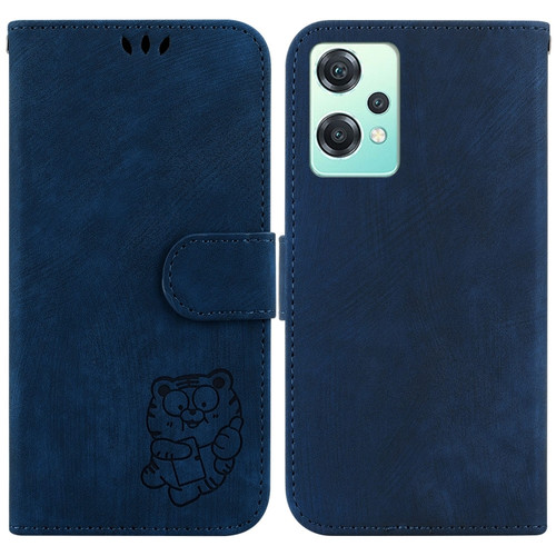 OnePlus Nord CE 2 Lite 5G Little Tiger Embossed Leather Phone Case - Dark Blue