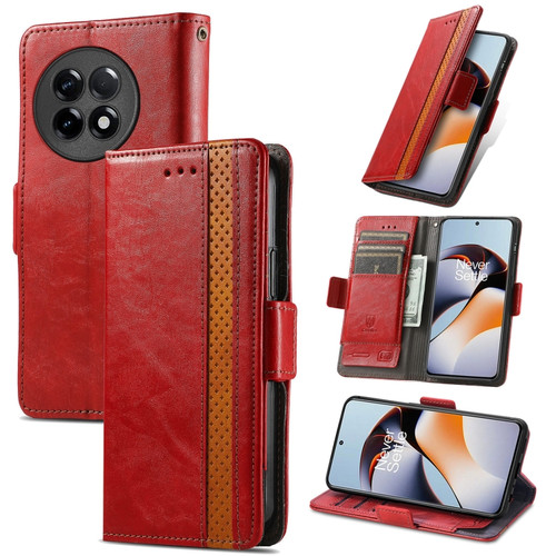 OnePlus Ace 2 CaseNeo Splicing Dual Magnetic Buckle Leather Phone Case - Red