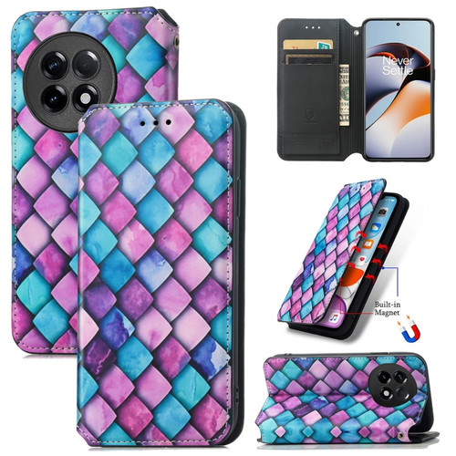 OnePlus Ace 2 CaseNeo Colorful Magnetic Leather Phone Case - Purple Scales