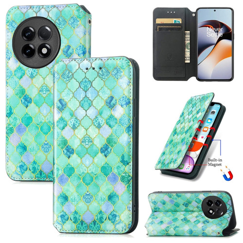 OnePlus Ace 2 CaseNeo Colorful Magnetic Leather Phone Case - Emerald