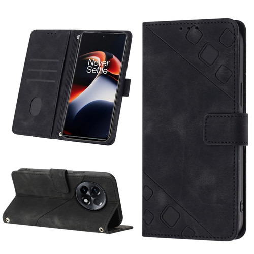 OnePlus Ace 2 5G / 11R 5G Skin-feel Embossed Leather Phone Case - Black